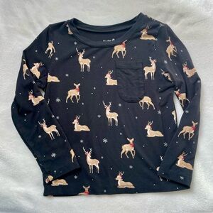 Kyte Baby Midnight Reindeer Boys Bamboo Long Sleeve Holiday Pocket T-Shirt